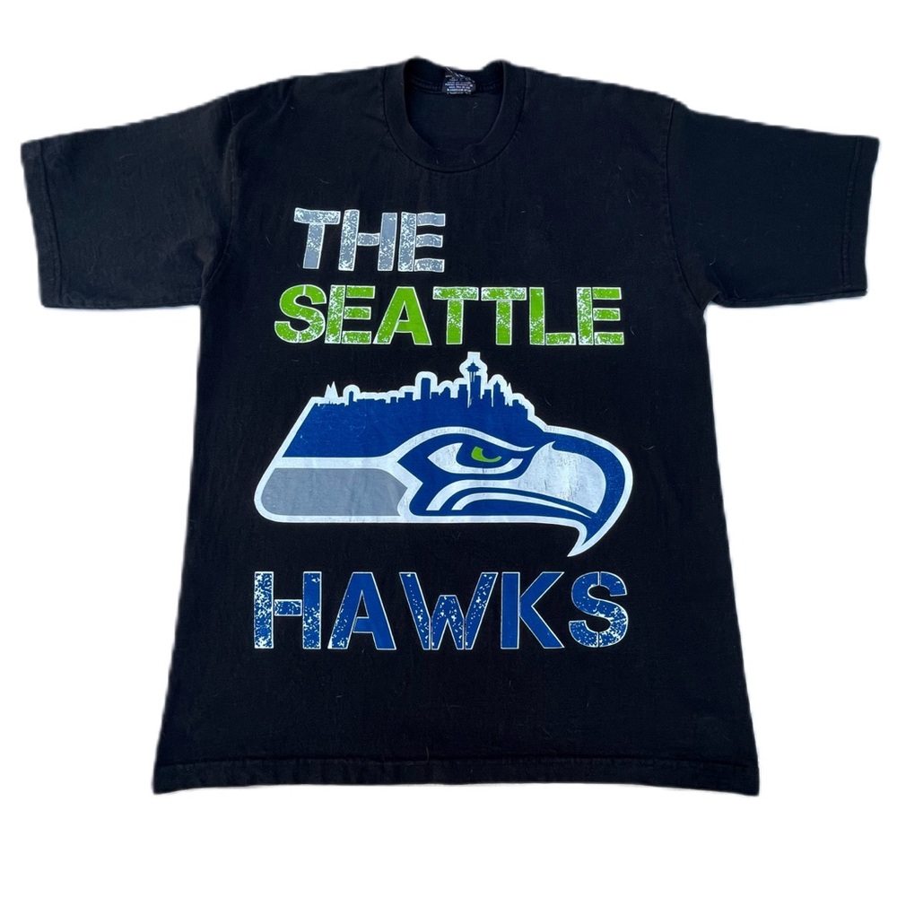 Vintage NFL Seattle Seahawks Graphic Black Blue T-shirt